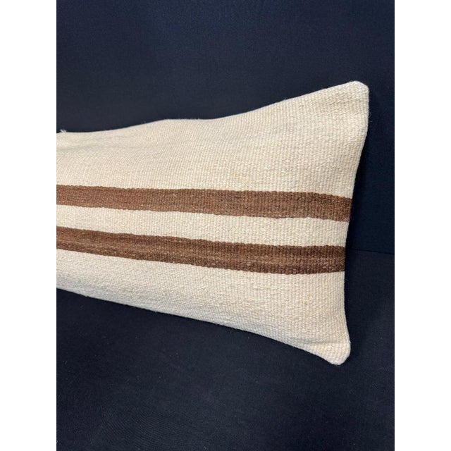 Turkish Hemp Pillow Cushion Natural Beige Brown Cushion Cover 14"x45" For Sale - Image 4 of 4
