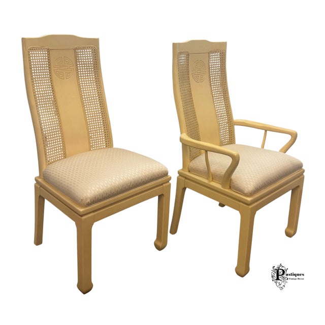 Ivory Vintage Bernhardt Shibui Collection Chinoiserie Style Ivory Dining Chairs - Set of 6 For Sale - Image 8 of 11