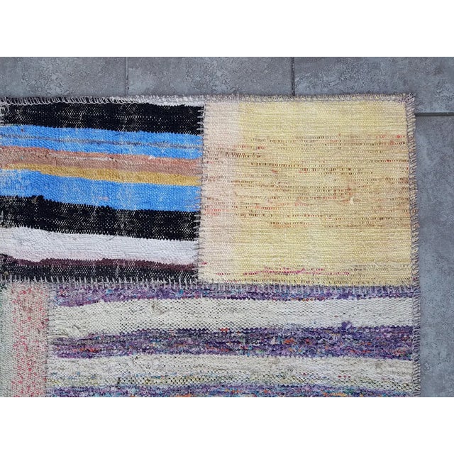 Off-white Mid 20th Century Turkish Stripe Kilim Runner Rug For Sale - Image 8 of 10