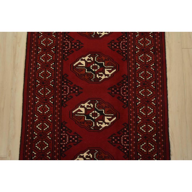 Turkmen Runner 2’6” X 9’7” Red Wool Vintage Tribal Hand-Knotted Oriental Rug For Sale In Philadelphia - Image 6 of 13
