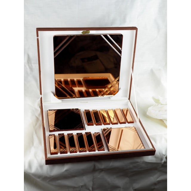 1930s French Stylclair Art Deco Glass Set of Knife Rests, Trivet and Bottle Coasters Set- 15 Pieces For Sale - Image 9 of 12