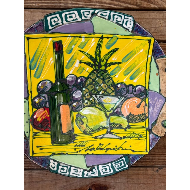 Hand-Painted Ceramic Glazed Textured Platter by Juozas and Rasa Saldaitis For Sale - Image 4 of 11