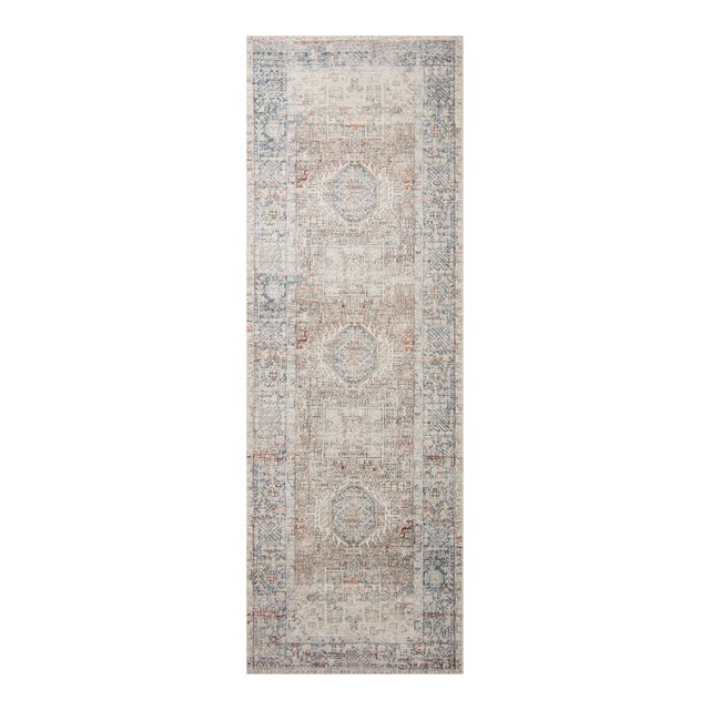 Chris Loves Julia x Loloi Jules Natural / Ocean 2'-6" x 7'-6" Runner Rug For Sale