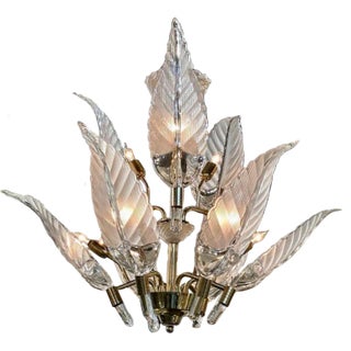 Vintage Murano 2-Tier Leaf Chandelier For Sale