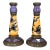 Vintage Italian Hand Painted and Glazed Candle Holders - A Pair For Sale