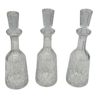 Set of Three Lismore Wine Decanters & Stoppers by Waterford Crystal Ireland 1960s-1990s For Sale