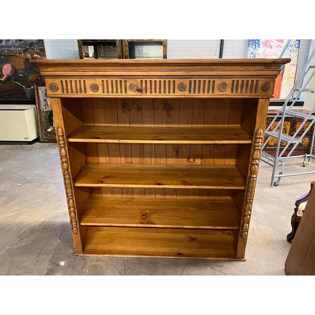 Drexel Pine Hutch Cabinet with open shelving on top over two center drawers Well made, sturdy Marked by Drexel Approximate...