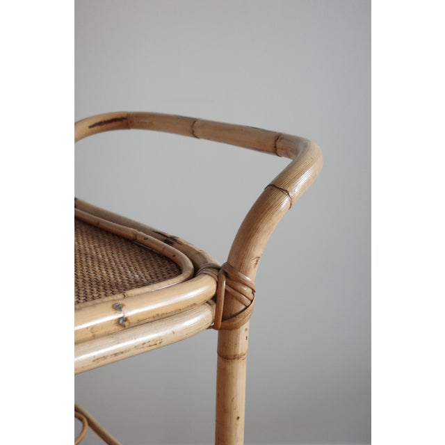 1950s Vintage Rattan and Bamboo Bar Cart, 1980s For Sale - Image 5 of 9