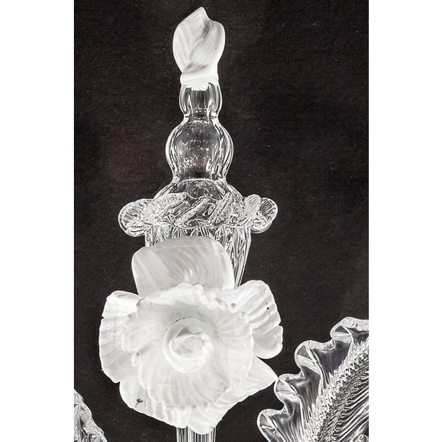Venetian Romantic Floral Transparent and White Murano Glass Wall Sconce For Sale - Image 6 of 6