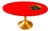 Custom Red & Gold Epoxy Resin Clock Table With Sculptural Pedestal Base For Sale