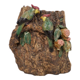 Ceramic Glazed Bird Vase For Sale