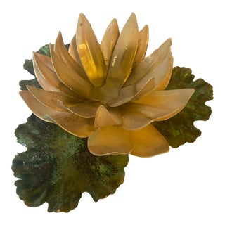Vintage Italian Tole Lotus Candle Holder Made for Neiman Marcus For Sale