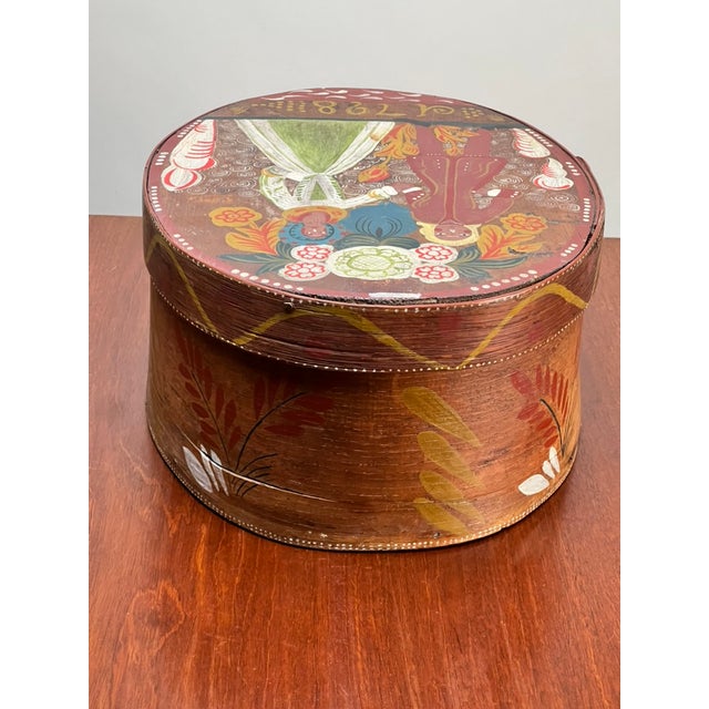 Antique Swedish Polychrome Painted Marriage Box Dated 1798 For Sale - Image 9 of 10