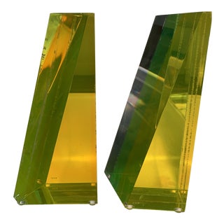 AVF Prism Bookends in Yellow - a Pair For Sale