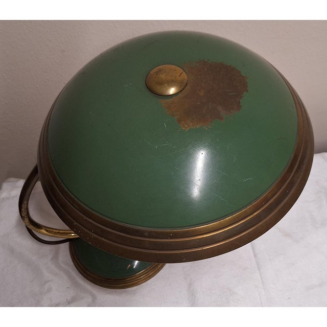 Mid-Century German Desk Lamp with Partly Green Painted Brass Frame by Helo, 1950s For Sale - Image 6 of 11