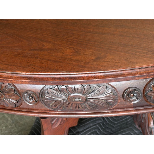 Tobey Furniture Chicago Carved Cherry Pedestal Dining Table, Wadsworth Hall Lake Geneva Provenance, C. 1902 For Sale In Chicago - Image 6 of 11