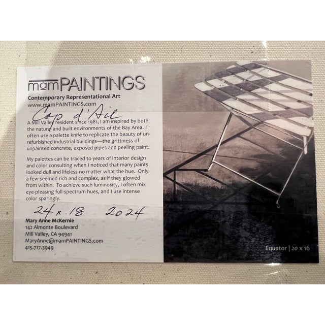 Kelly Green “Cap D'Ail" Contemporary Impressionist Cityscape From South of France in Greens, Black and Grays by Mill Valley Artist Mary Anne McKernie For Sale - Image 8 of 10