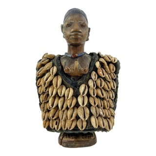 Early 20th Century Yoruba Ibeji Figure with Cowrie Shell Vest Nigeria For Sale