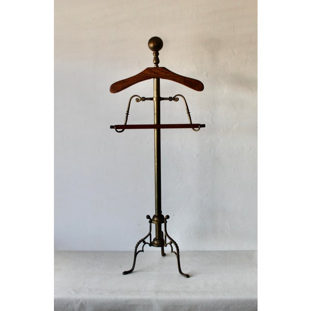 1960s Mid Century Brass Wood Valet Stand For Sale - Image 11 of 12