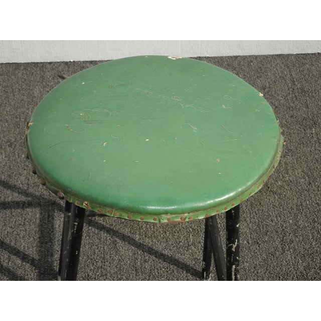Metal Vintage French Country Farmhouse Chic Rustic Green Stool For Sale - Image 7 of 13