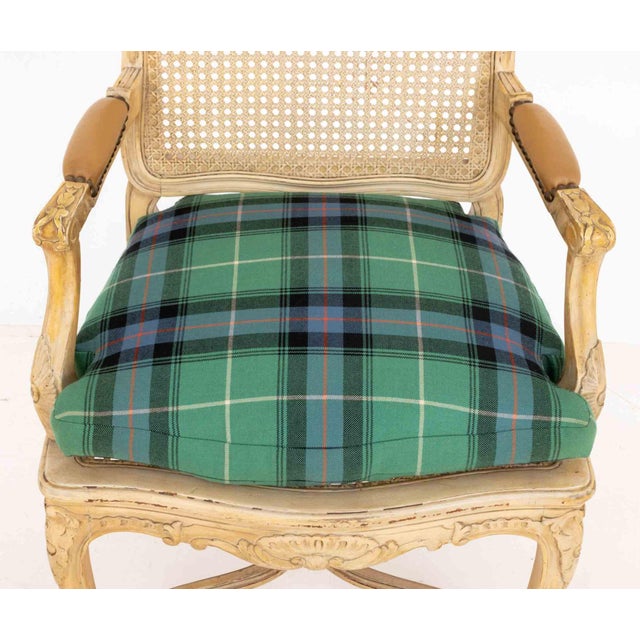 Set of Four Louis XV Style Cane-Paneled Arm Chairs For Sale - Image 11 of 14