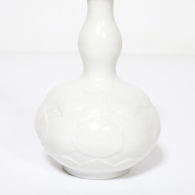 Mid-Century Stylized White Lotus Form Flower Porcelain Vase by Meissen For Sale - Image 12 of 13