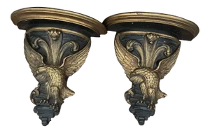 1970s Syroco Federal American Eagle Shelf Sconces - a Pair