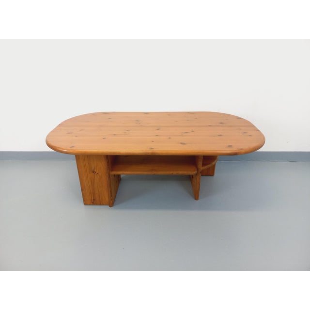 Vintage Rectangular Oval Modernist Coffee Table in Pine, 1970s For Sale - Image 3 of 18