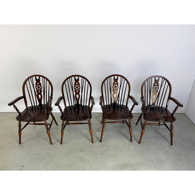English Windsor Style Dining Chairs, 1960, Set of 4 For Sale - Image 9 of 11