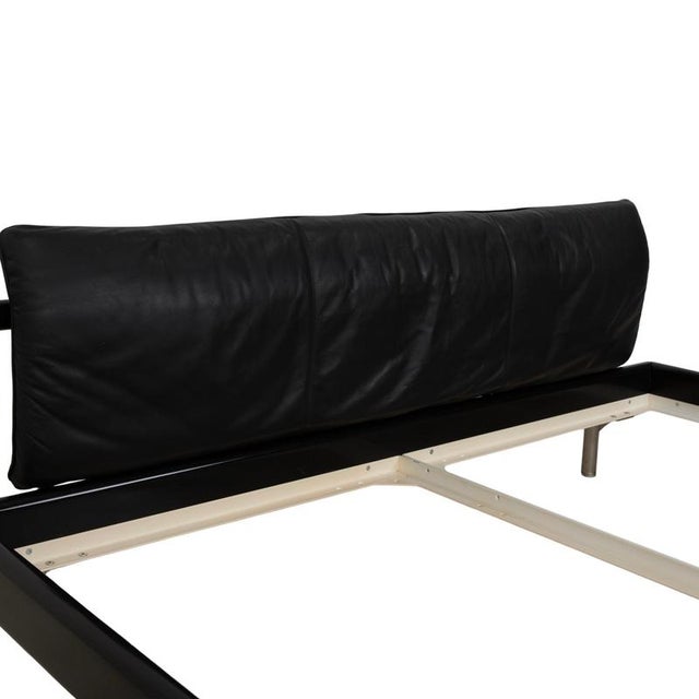 Black and Silver Leather and Wood Bed from Möller Design For Sale - Image 5 of 15