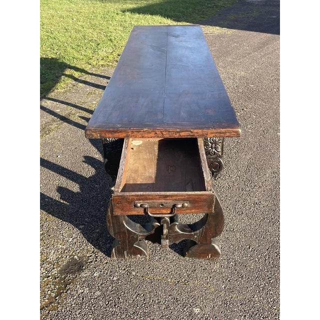 Brown Farmhouse Dining Room Table For Sale - Image 8 of 9