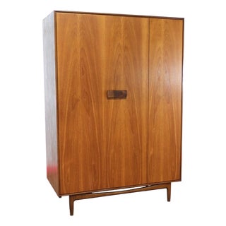1960s Mid Century Modern Vintage Teak Armoire Wardrobe by G Plan Kofod Larsen Danish Style For Sale