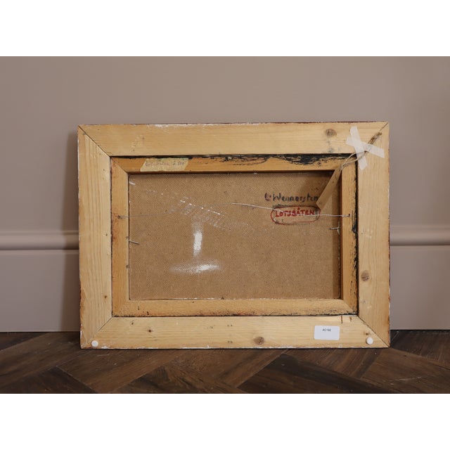 Mid-Century Modern 'Moonlit Sea' Vintage Original Abstract Coastal Landscape Oil Painting, Framed For Sale - Image 14 of 14
