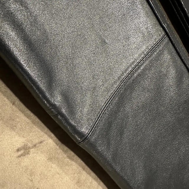 A 1970s High Quality Black Leather and Brass Italian Shoulder Bag For Sale - Image 12 of 12