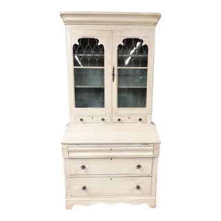 Antique 1800s Painted Secretary Desk / Bookcase For Sale