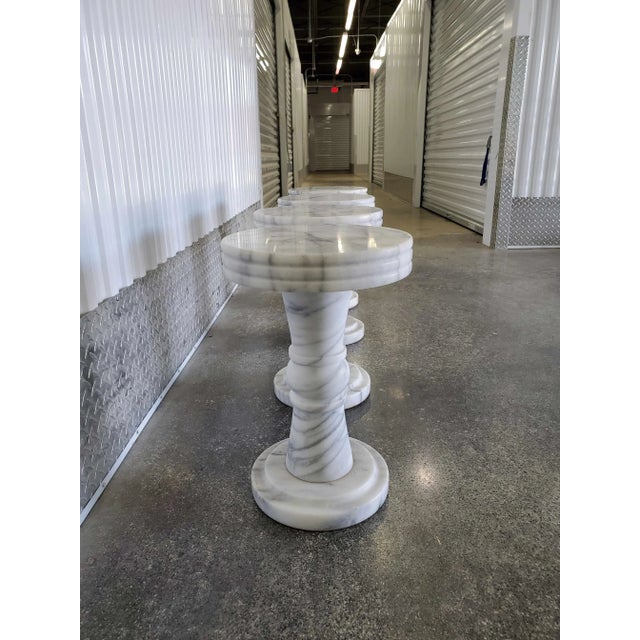 Stone 1960s Vintage Italian Carrera Marble Garden Stools- Set of 4 For Sale - Image 7 of 12