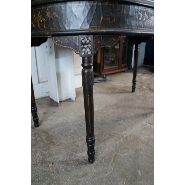 Vintage Black Lacquer Chinoiserie Carlton House Neoclassical Writing Desk For Sale - Image 13 of 17