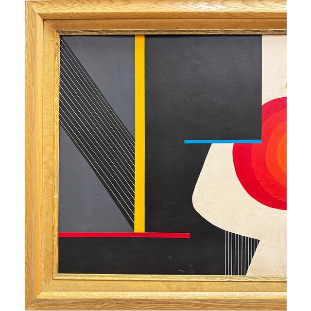 Mid-Century Modern Mid-Century Abstract Op Art Painting, Signed Jean Rets, Framed For Sale - Image 3 of 10