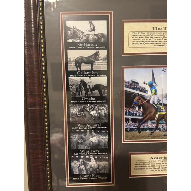American Framed Triple Crown Horse Racing Memorabilia Featuring American Pharoah & Historic Winners For Sale - Image 3 of 11