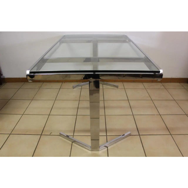 Vintage Nickeled Glass Dining Table For Sale - Image 6 of 9