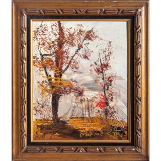 Autumn Leaves, Morris Katz Oil on Masonite, Signed Lower Right For Sale