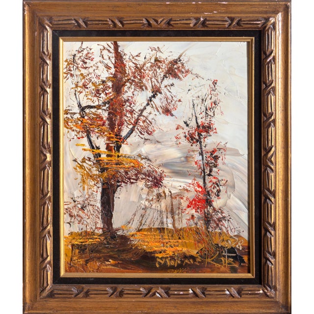 Autumn Leaves, Morris Katz Oil on Masonite, Signed Lower Right For Sale