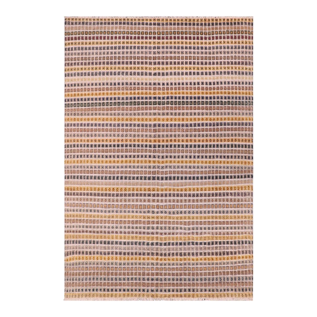 Boho Chic Gray/Blue High Low Wool Rug - 7'9'' X 10'6'' For Sale