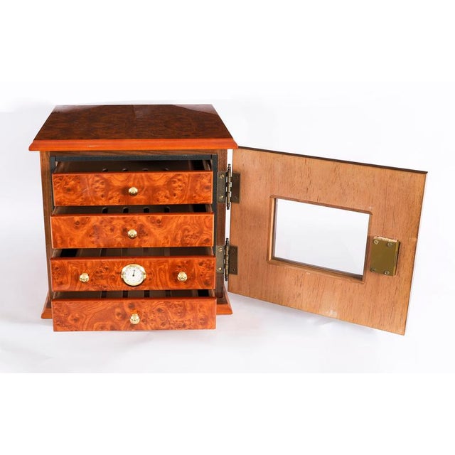 Burr Elm Four Drawer Cigar Humidor Cabinet, 1900s For Sale - Image 6 of 18