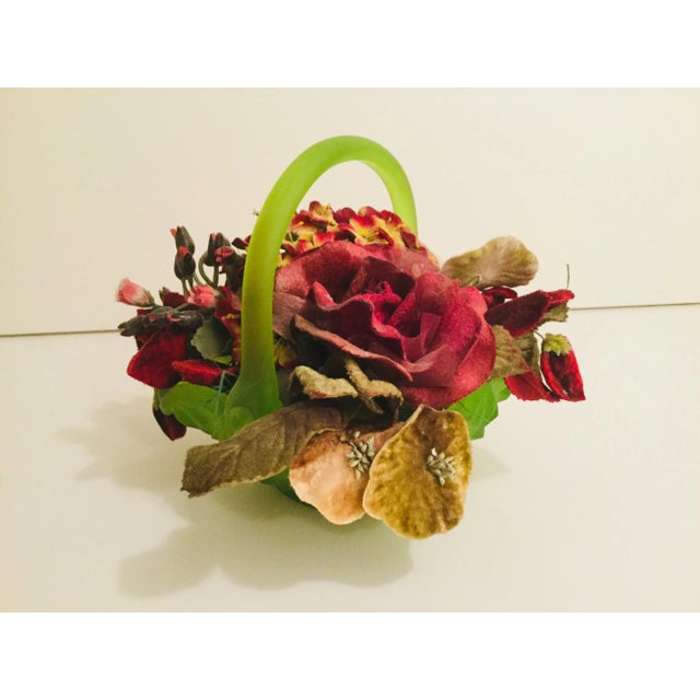 French Country Bright Green Vintage Flower Basket For Sale - Image 3 of 6