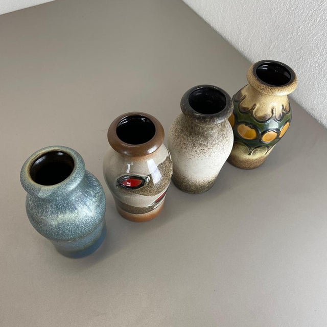 Vintage Fat Lava Pottery Vases attributed to Scheurich, Germany, 1970s, Set of 4 For Sale - Image 15 of 18