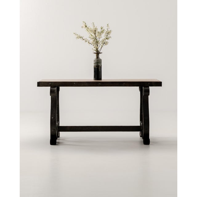 1940s Wrought Iron Coffee Table With Wood Top For Sale In Greensboro - Image 6 of 14