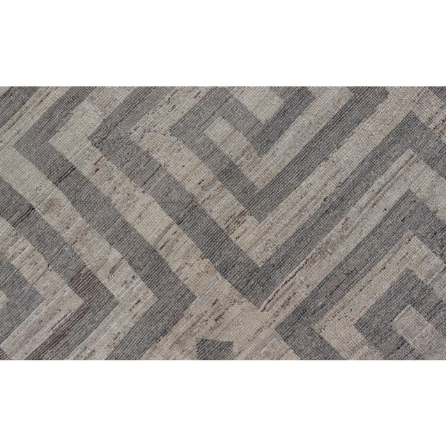 Modern Hand-Knotted Khotan Rug in Wool With Sub-Geometric & Greek Key Design For Sale - Image 12 of 12