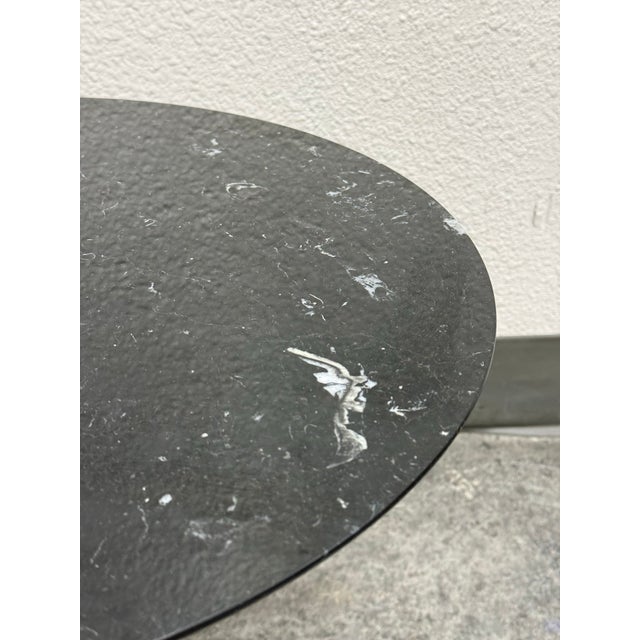 Stone Eero Saarinen Style Round Stone Top Tulip Side Table For Sale - Image 7 of 12