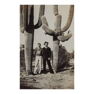 Vintage 1930s Snapshot Photograph Two Men Two Sacquaro Cactus For Sale